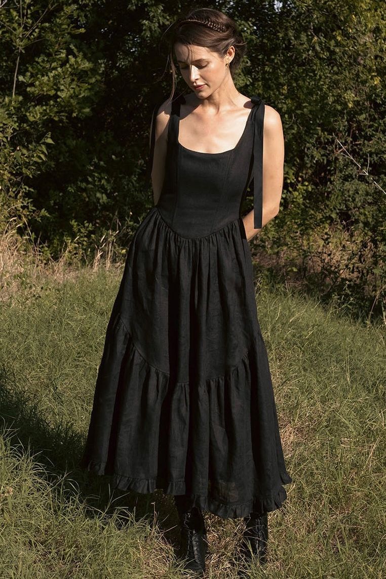 Mirabelle Dress in Black Linen Mirabelle Dress in Black Linen