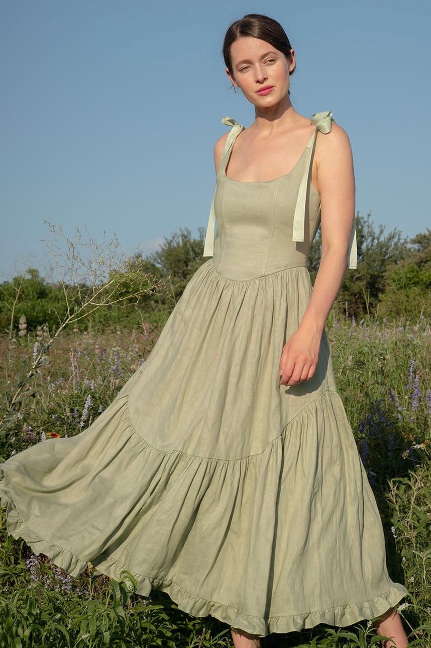 Mirabelle Dress in Sage Linen Mirabelle Dress in Sage Linen