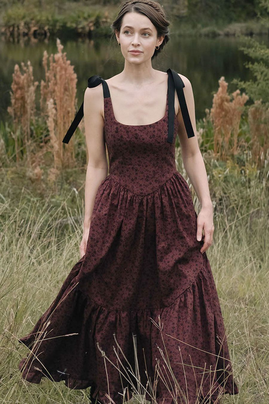 Mirabelle Dress in Dark Red Floral Mirabelle Dress in Dark Red Floral