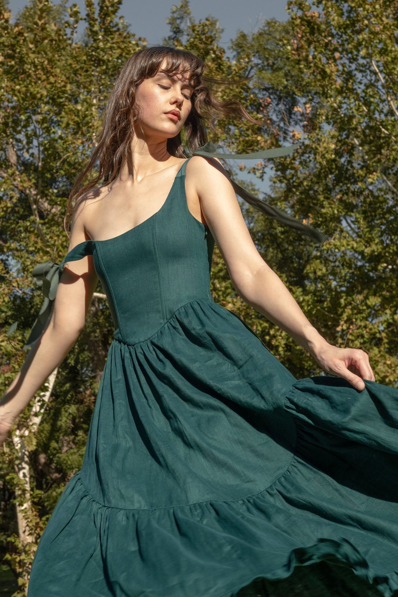 Mirabelle Dress in Juniper Linen Of Her Own Kind Mirabelle Dress in Juniper Linen Of Her Own Kind
