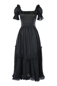 Adeline Dress in Black Linen