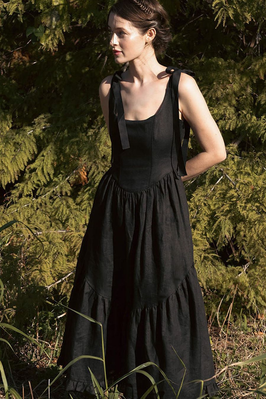 Mirabelle Dress in Black Linen – Of Her Own Kind