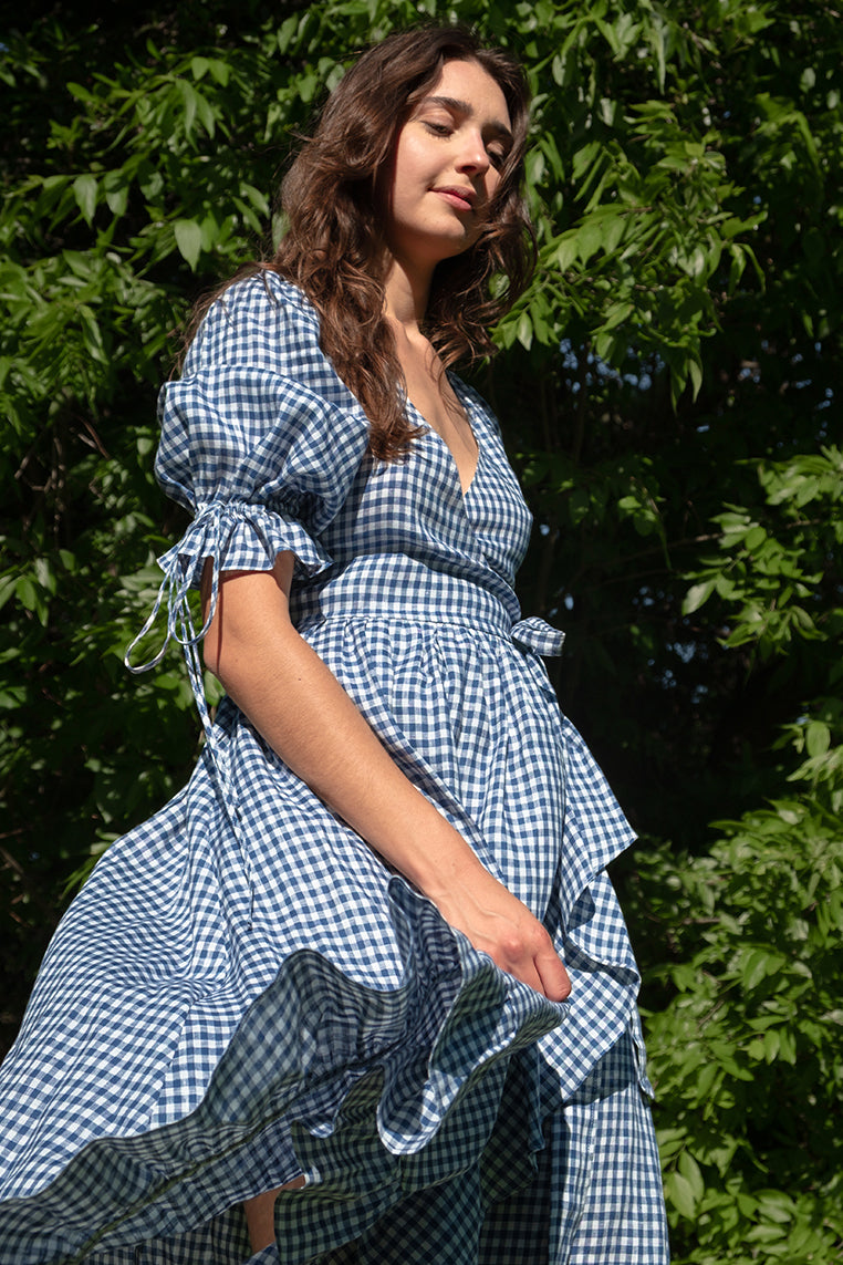 Lillian Dress in Dark Blue Gingham – Of Her Own Kind