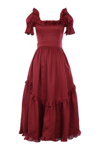 Adeline Dress in Burgundy Linen