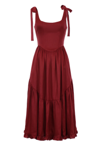 Mirabelle Dress in Burgundy Linen