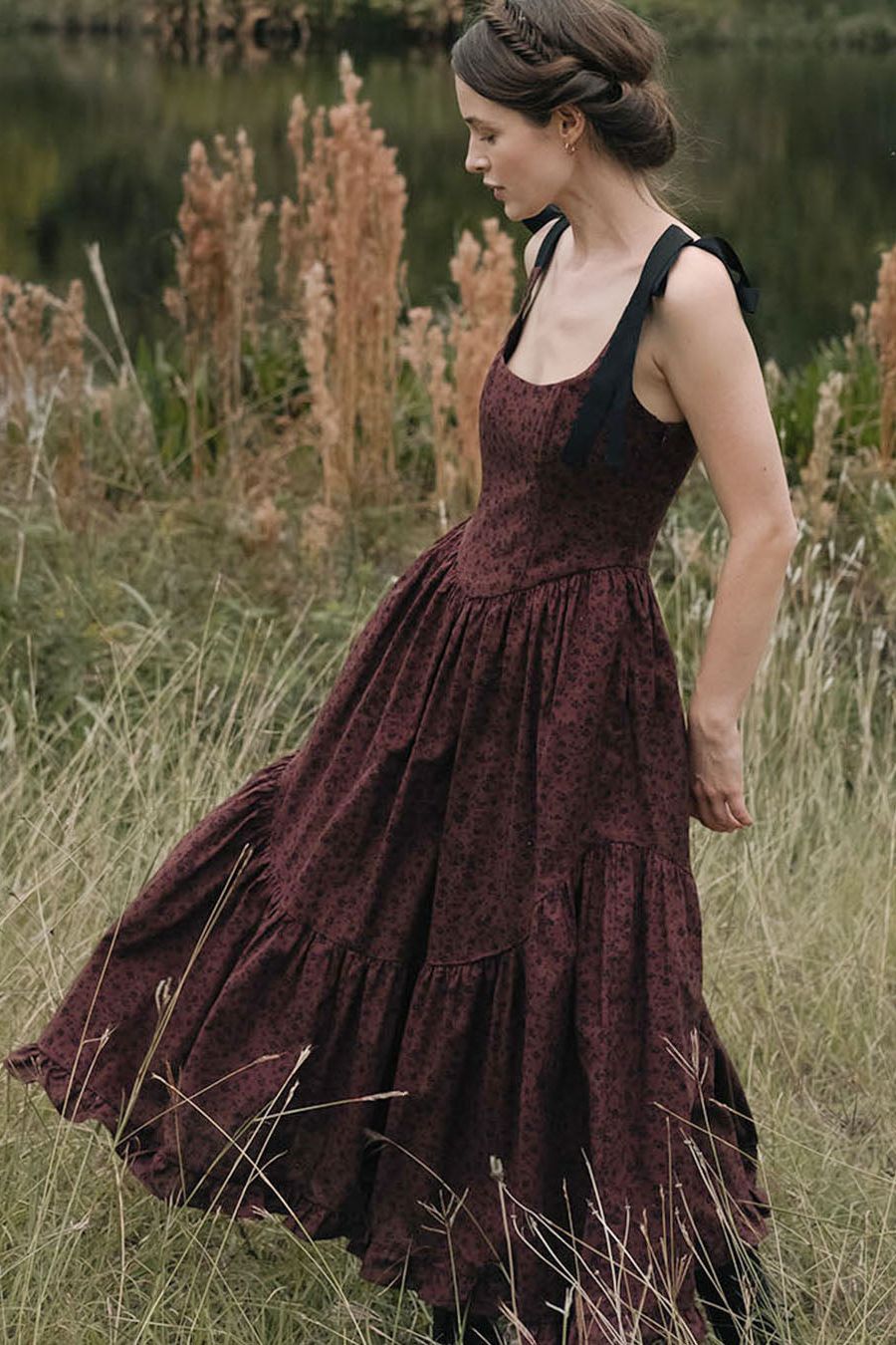 Carina Dress - Hibiscus Red Floral Puff Sleeve Cotton Midi Dress - Ulla  Johnson