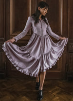 Juliette Dress in Dusty Lilac Silk Noil