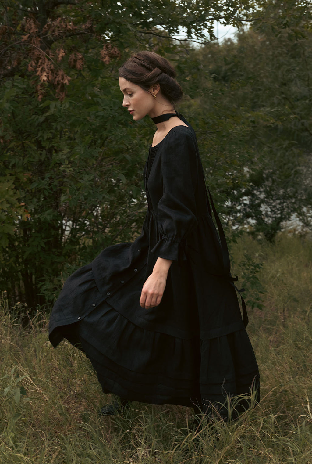 Lennox Dress in Black Linen