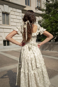 Adeline Dress in Sage Toile