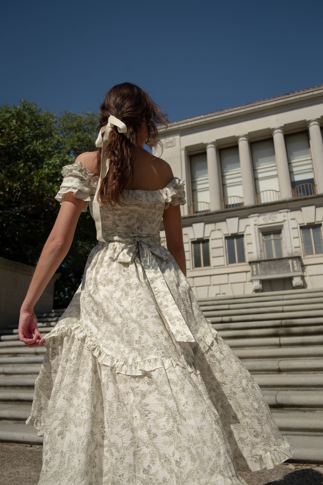 Adeline Dress in Sage Toile