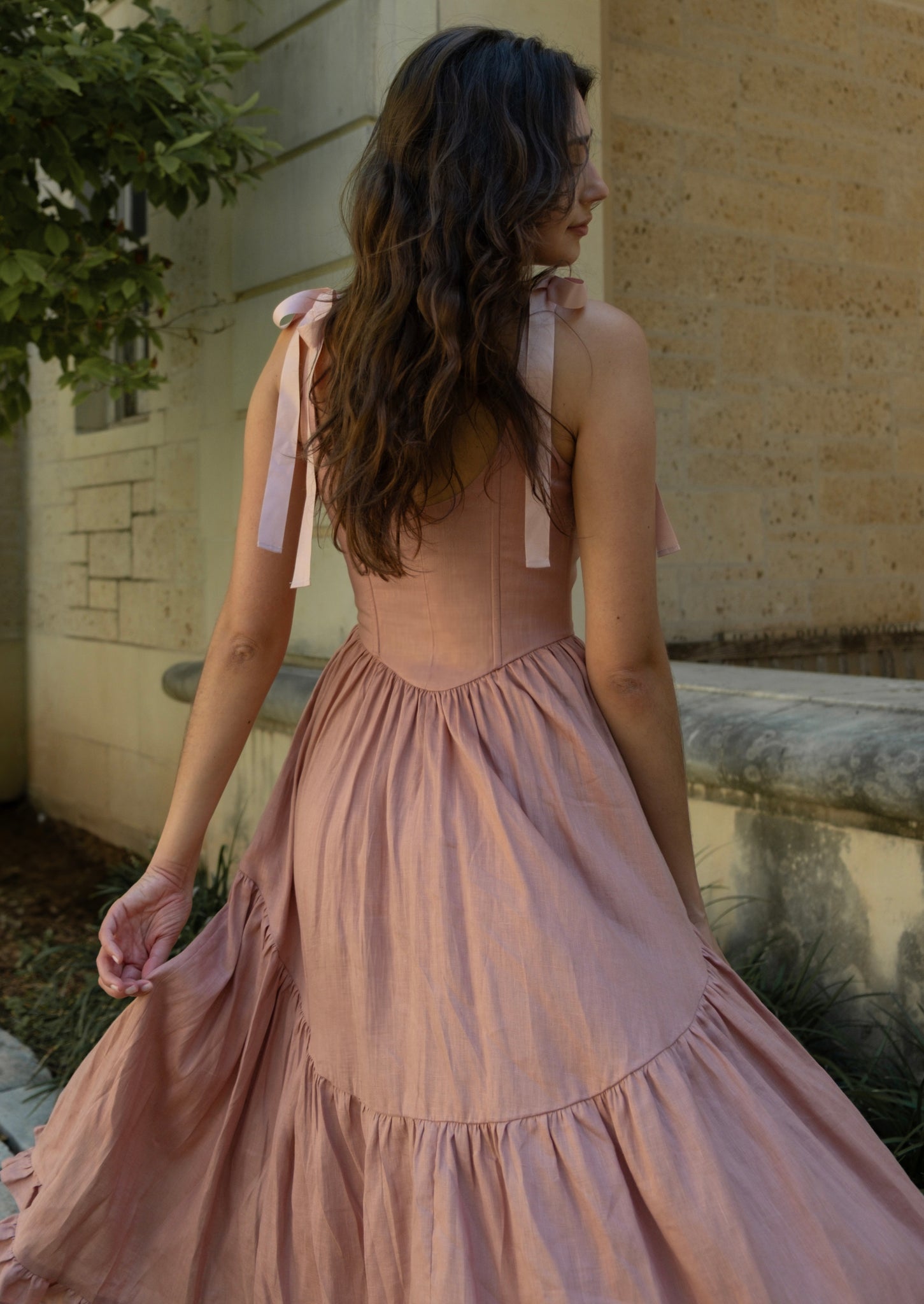 Mirabelle Dress in Rose Linen