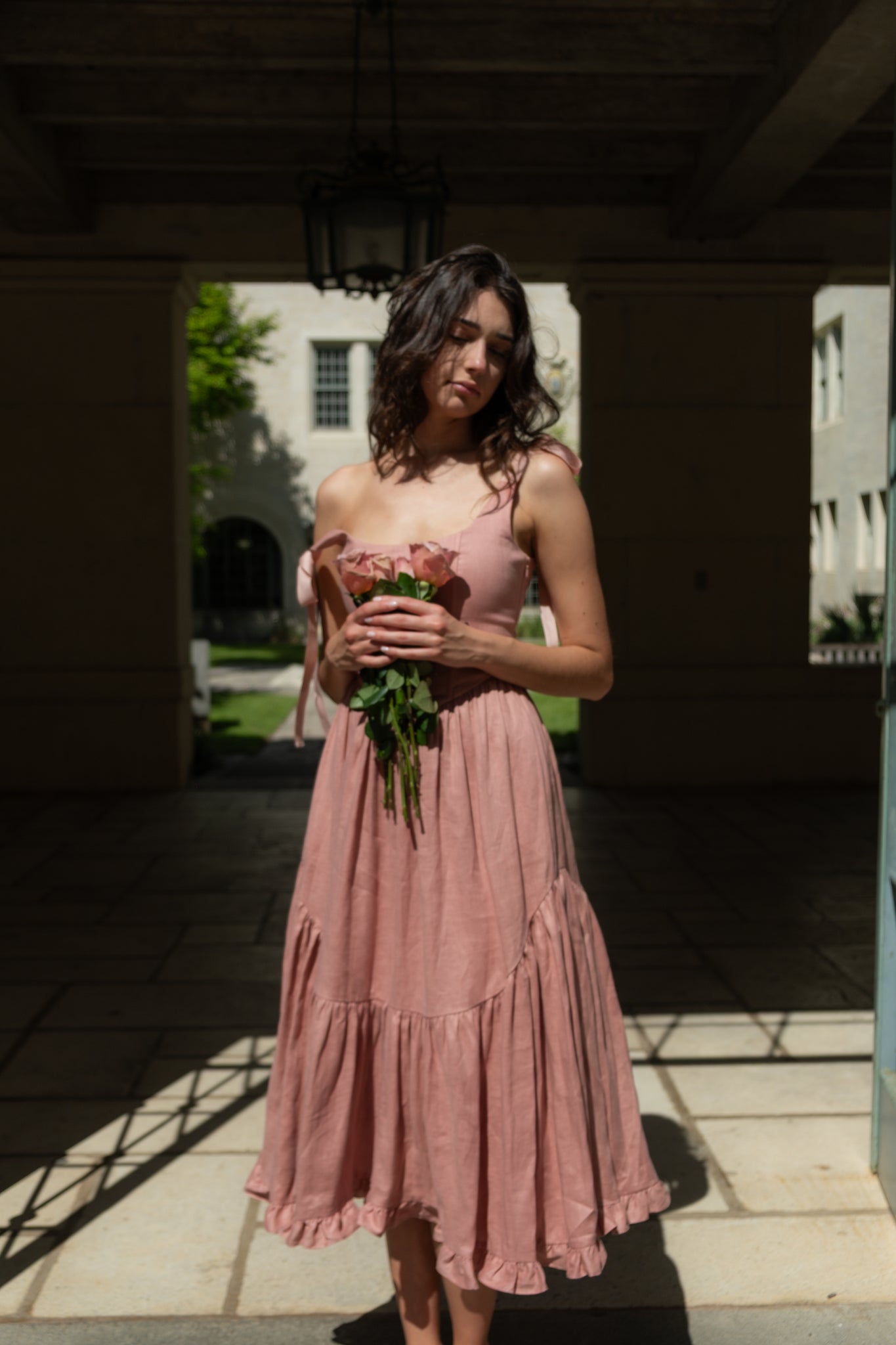 Mirabelle Dress in Rose Linen
