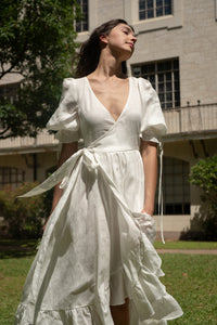 Lillian Dress in Pearl Linen