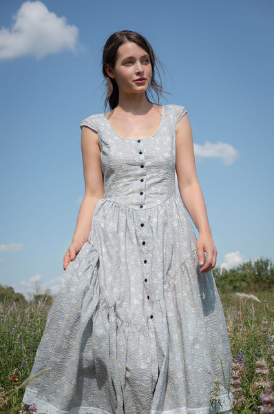 Claudette Dress in French Blue Floral – Of Her Own Kind