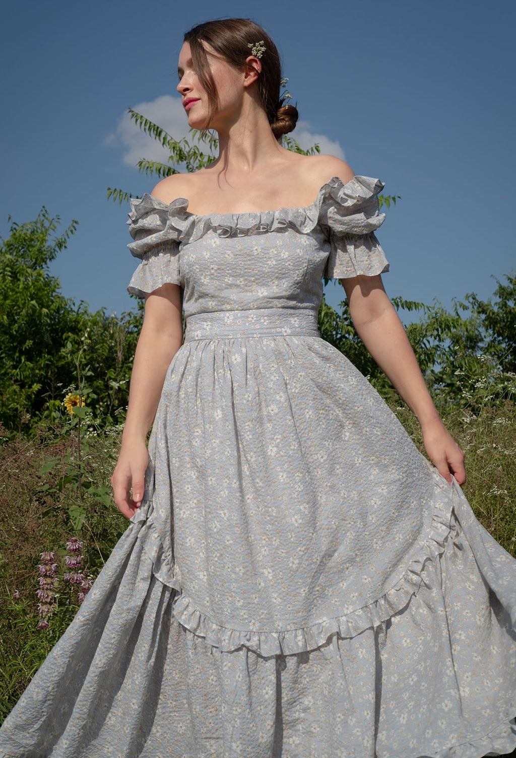Adeline Dress in French Blue Floral