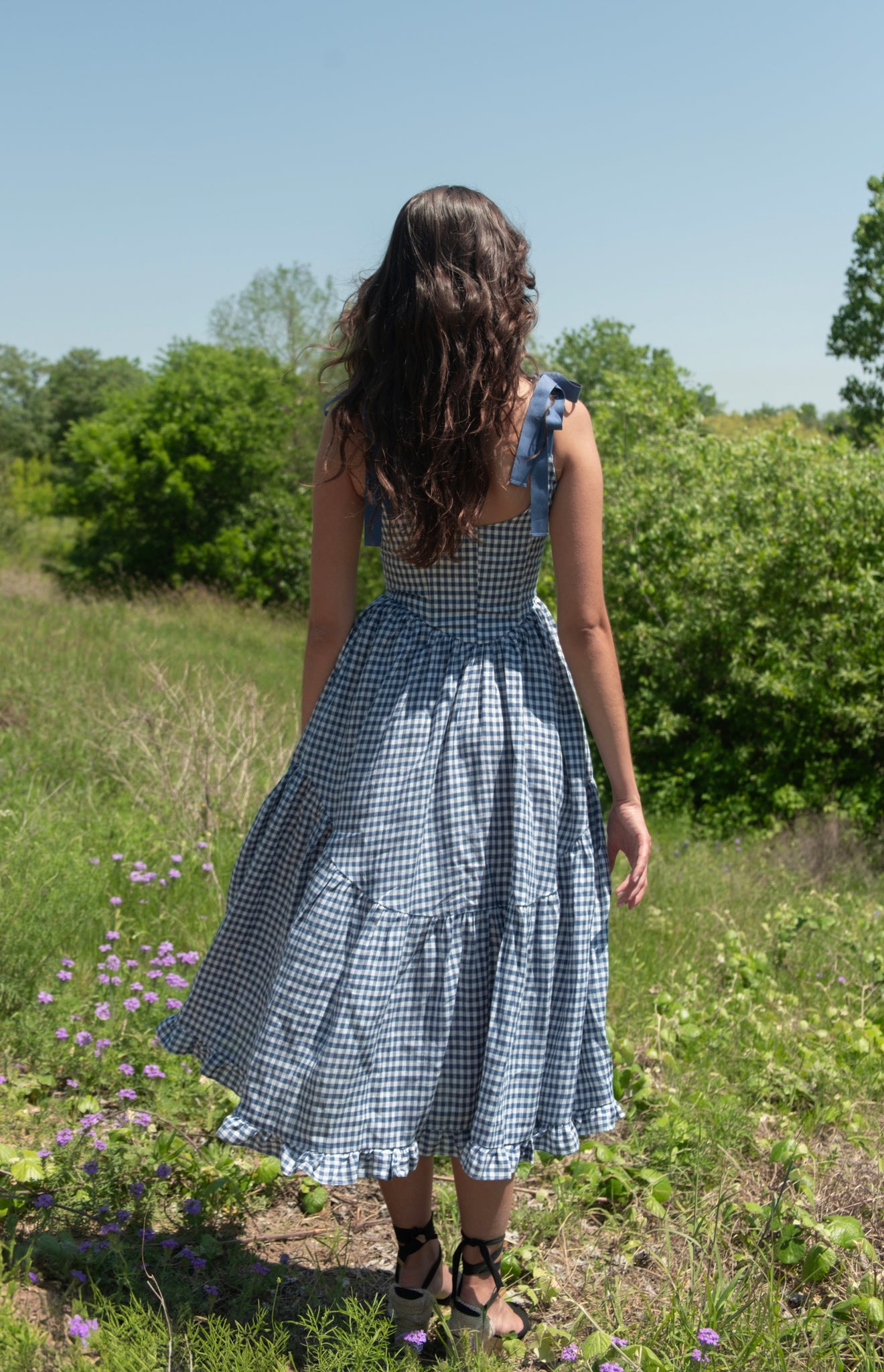 Mirabelle Dress in Dark Blue Gingham