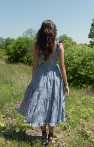 Mirabelle Dress in Dark Blue Gingham