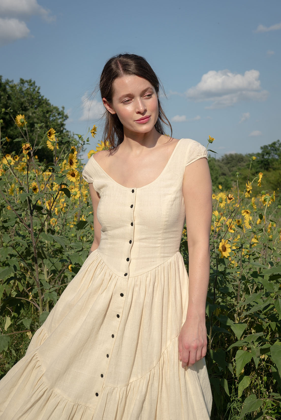Claudette Dress in Cream Organic Kala Cotton – Of Her Own Kind