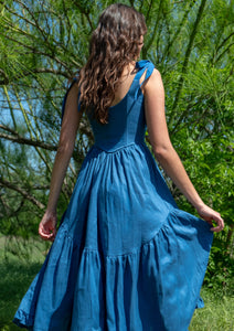 Mirabelle Dress in Indigo Linen