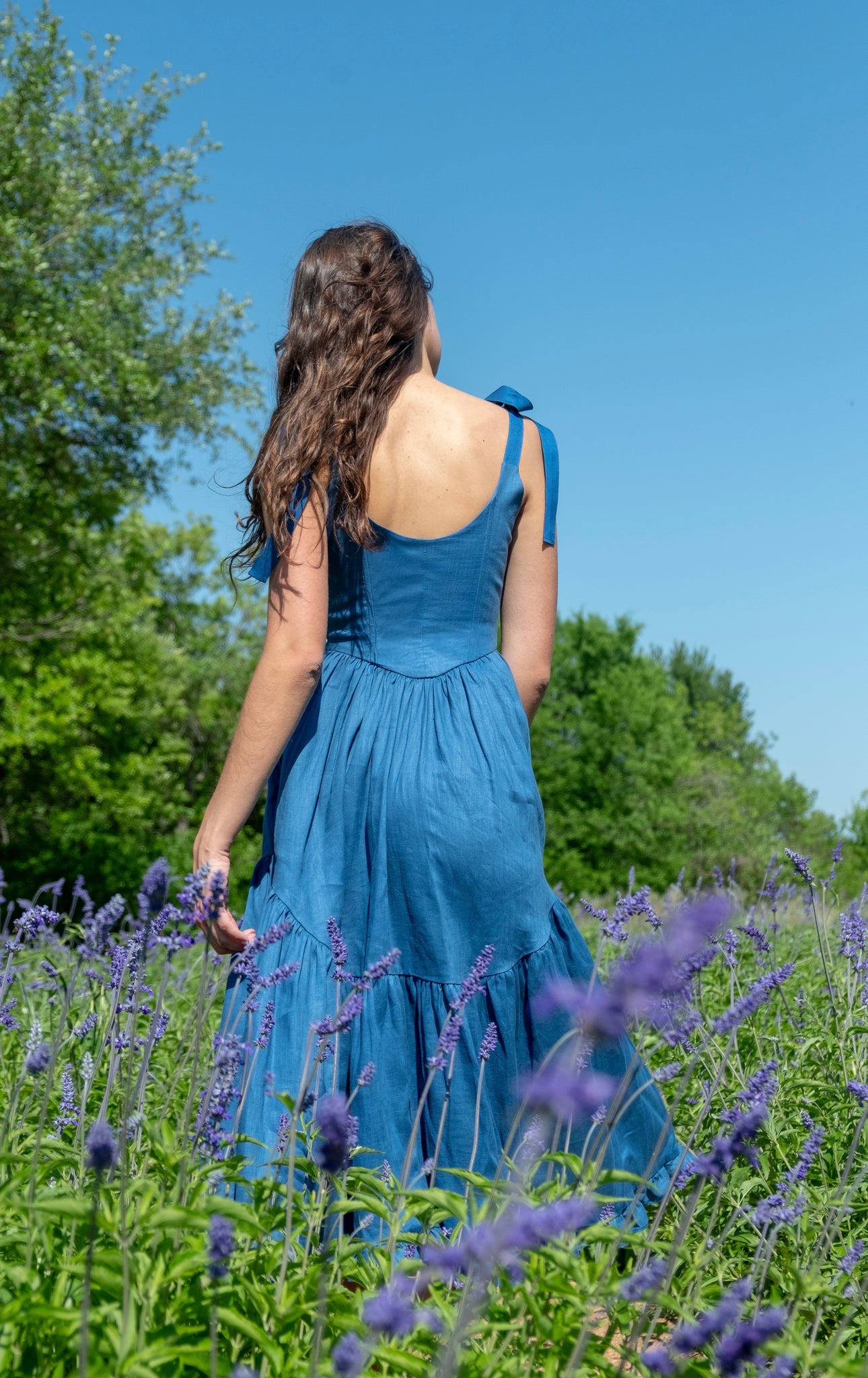 Mirabelle Dress in Indigo Linen