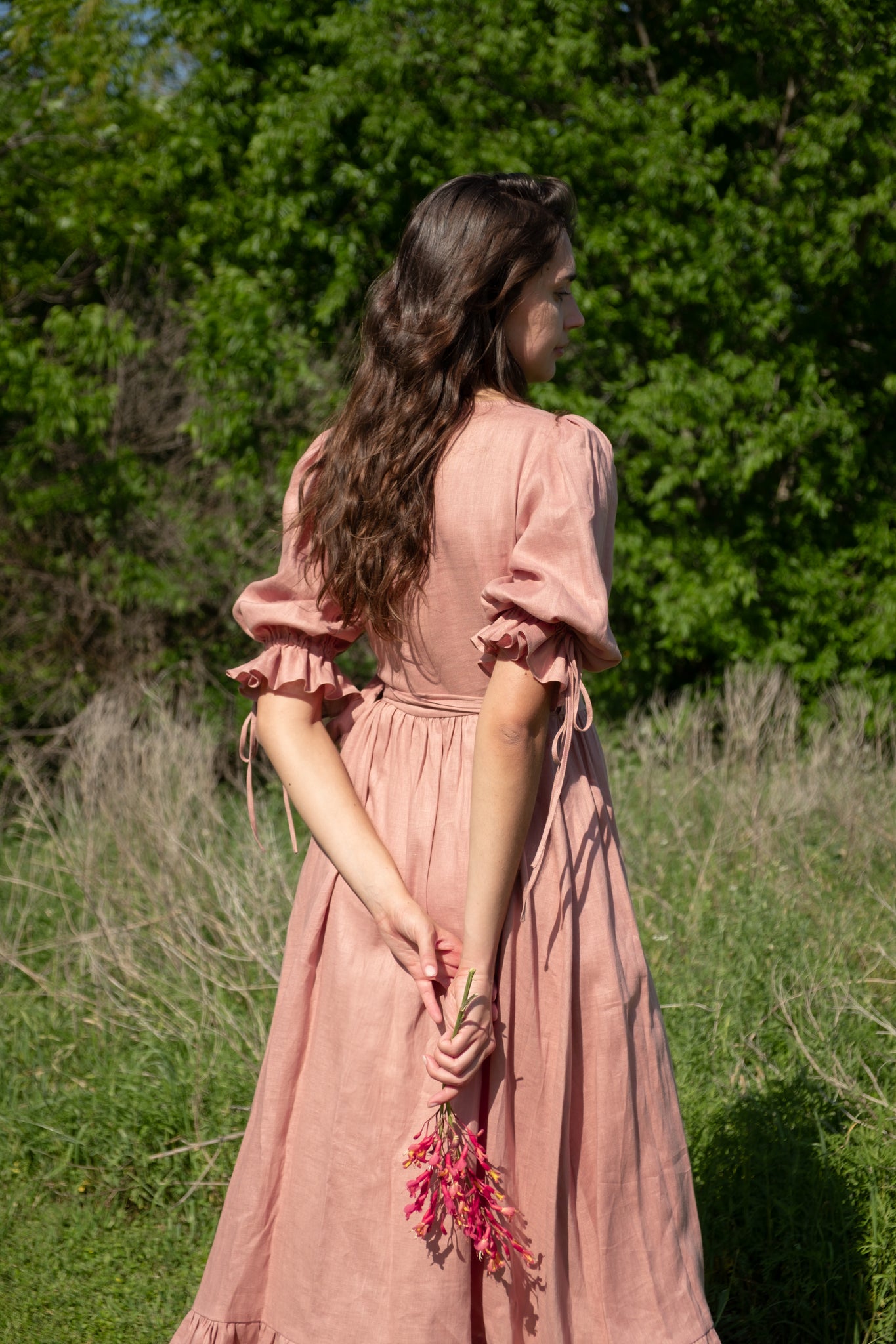 Lillian Dress in Rose Linen