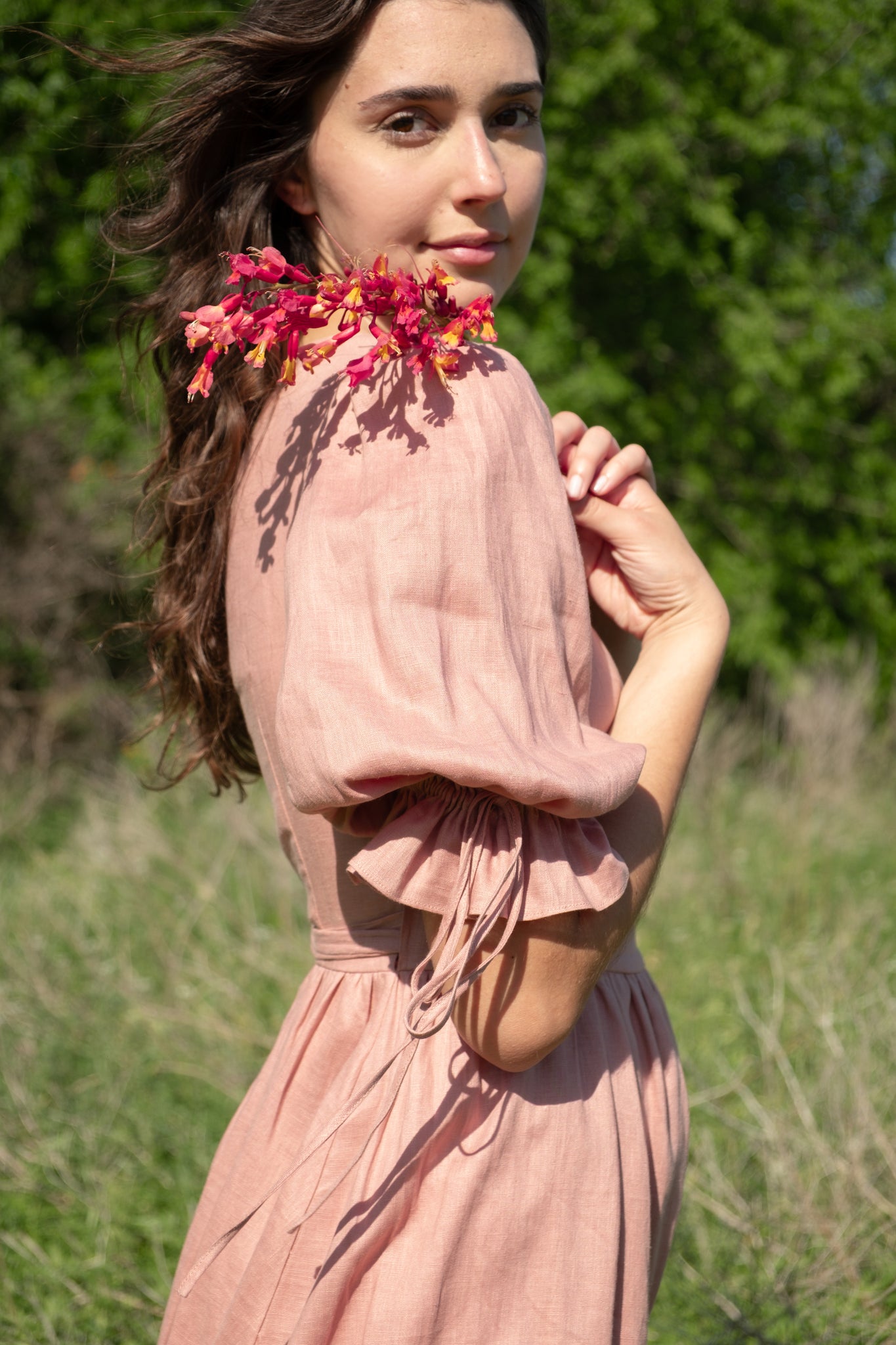 Lillian Dress in Rose Linen