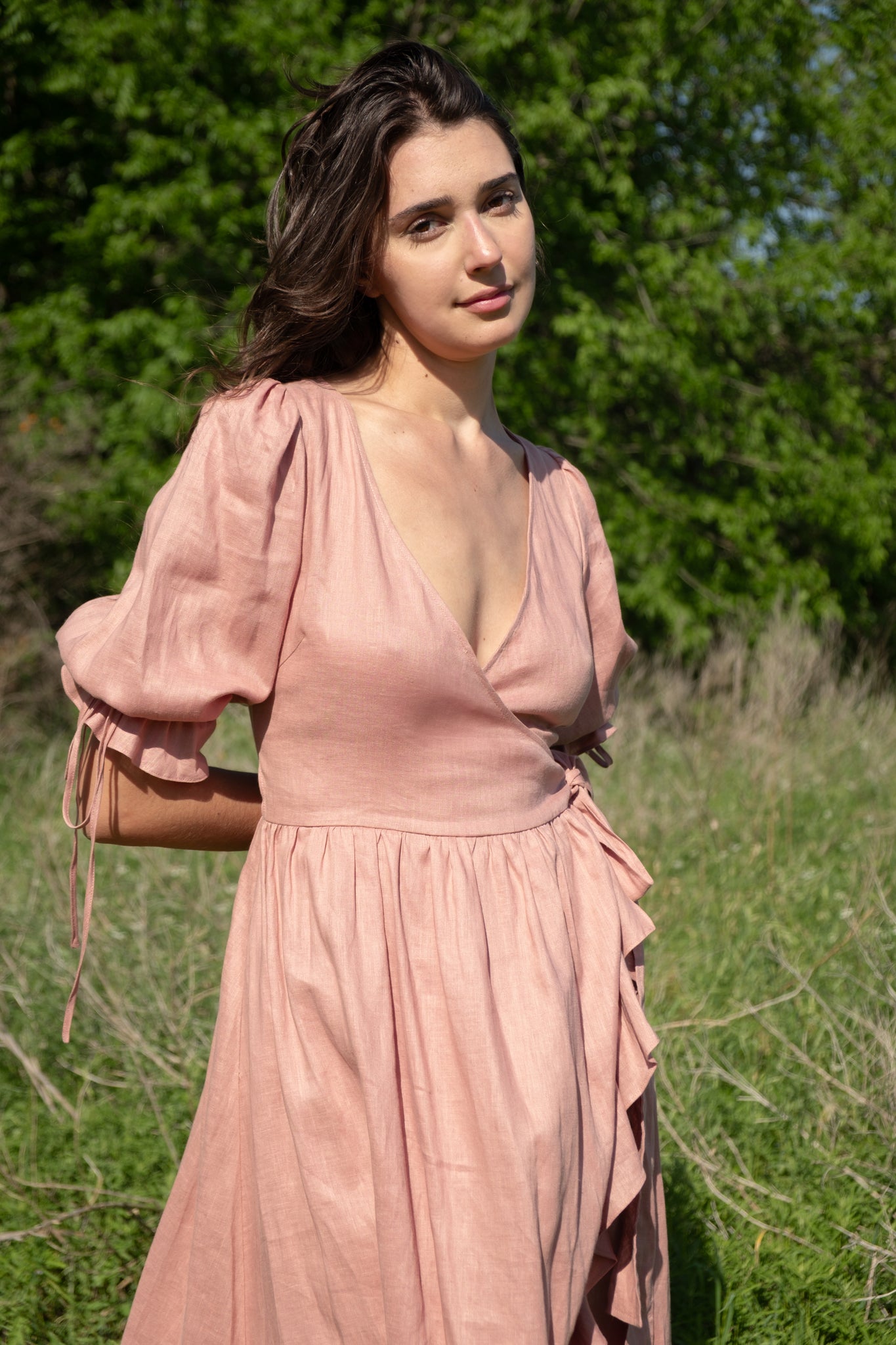 Lillian Dress in Rose Linen