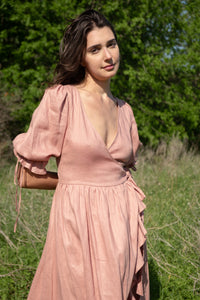 Lillian Dress in Rose Linen
