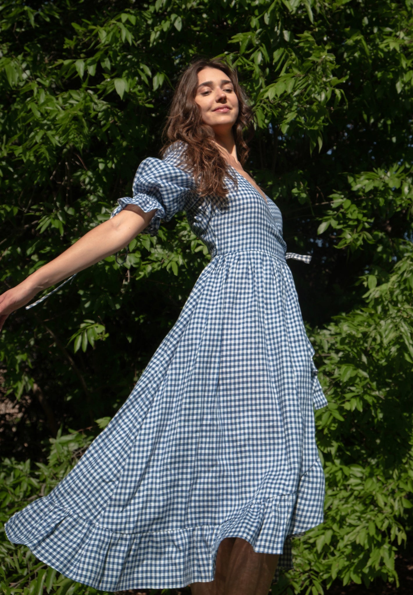 Lillian Dress in Dark Blue Gingham – Of Her Own Kind