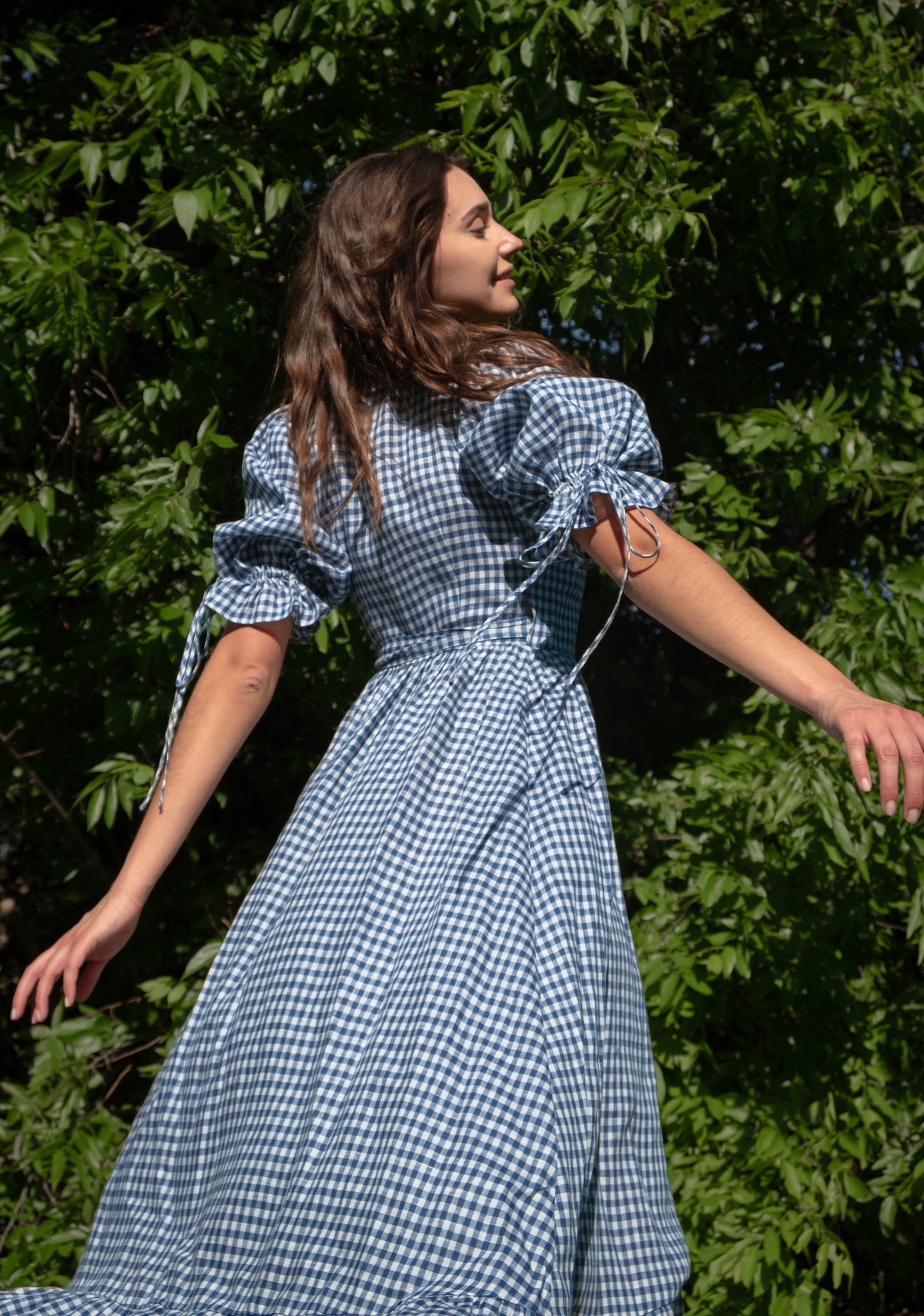 gingham dress blue Lillian Dress in Dark Blue Gingham – Of Her Own Kind