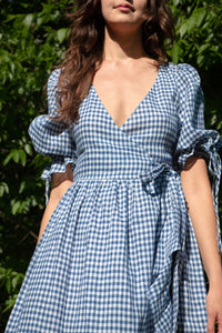Lillian Dress in Dark Blue Gingham