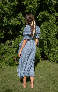 Lillian Dress in Dark Blue Gingham