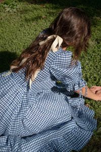 Lillian Dress in Dark Blue Gingham