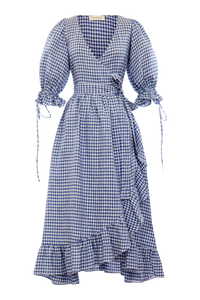 Lillian Dress in Dark Blue Gingham