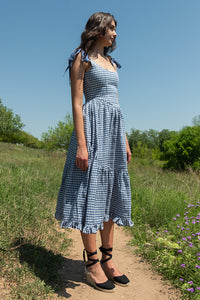Mirabelle Dress in Dark Blue Gingham