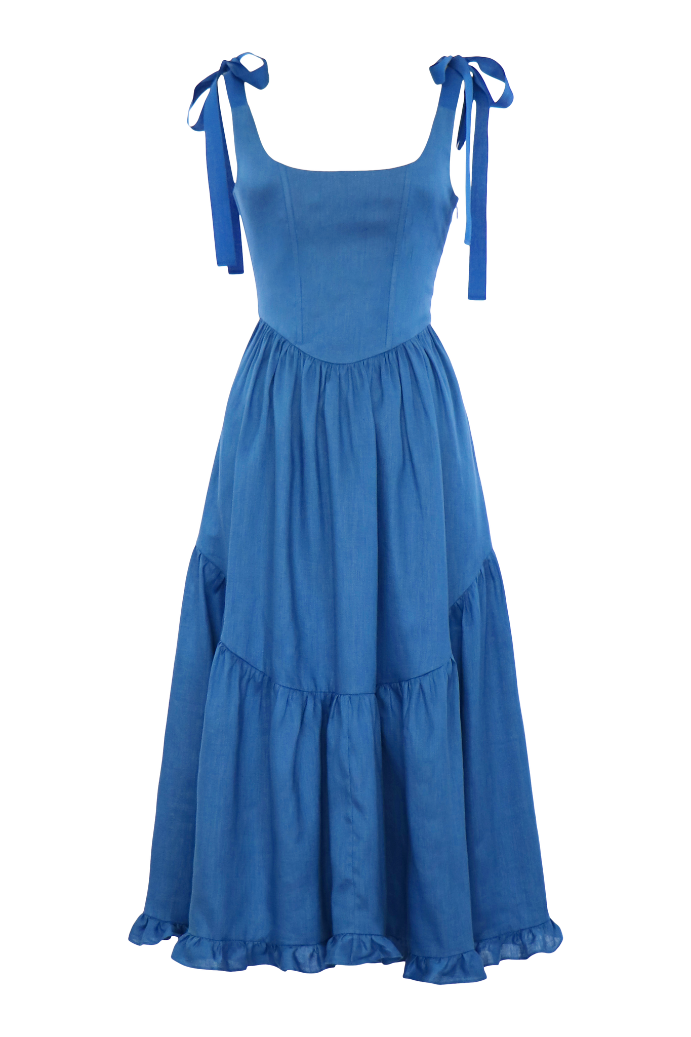 Mirabelle Dress in Indigo Linen
