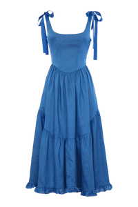 Mirabelle Dress in Indigo Linen