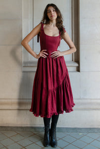 Mirabelle Dress in Burgundy Linen