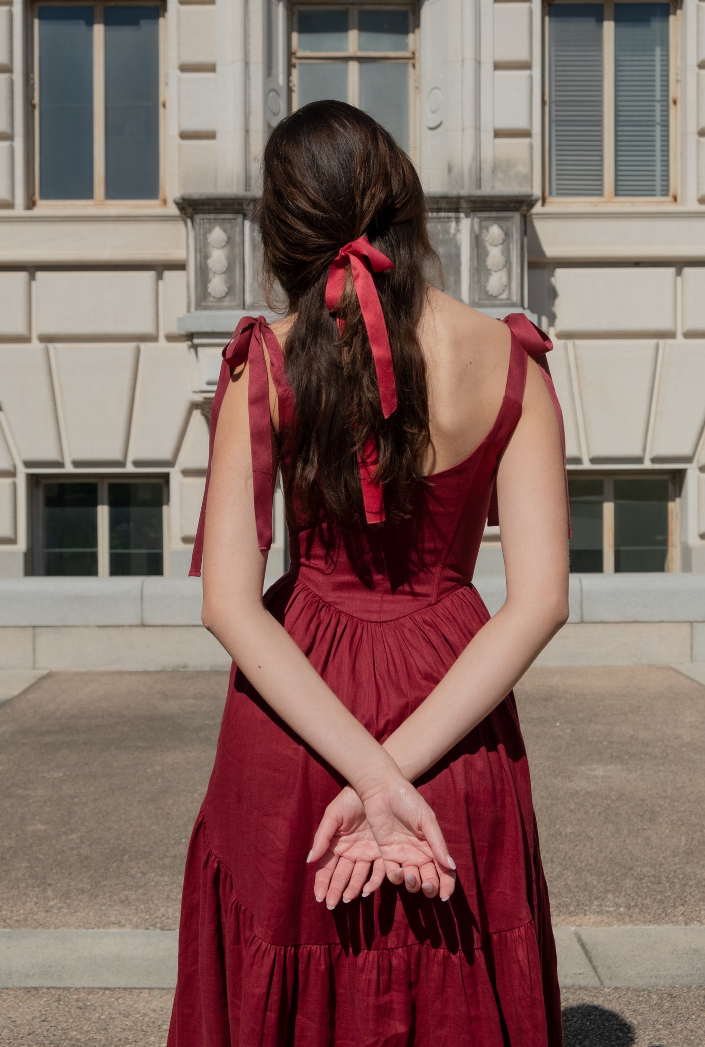 Mirabelle Dress in Burgundy Linen