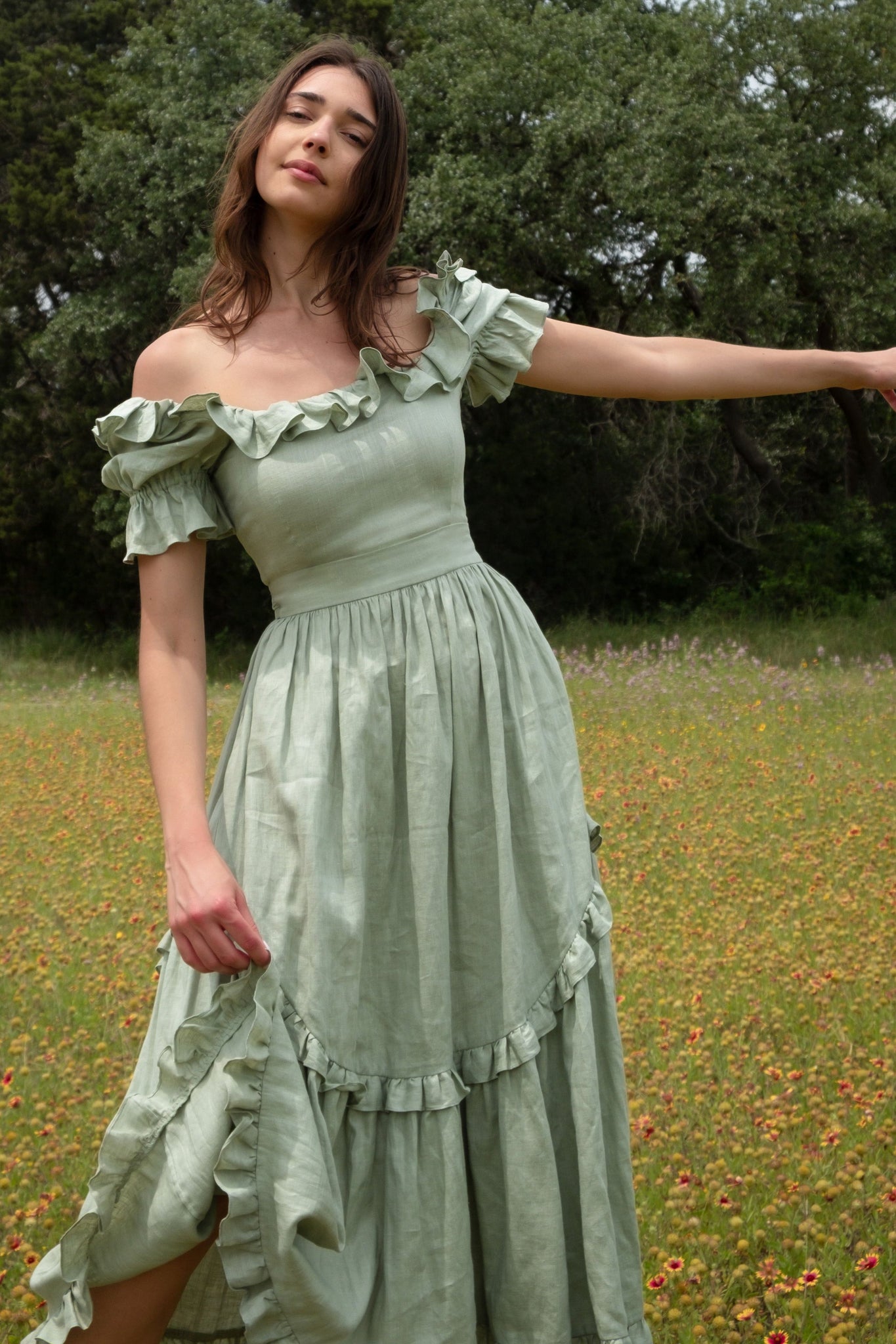 Adeline Dress in Sage Linen Adeline Dress in Sage Linen