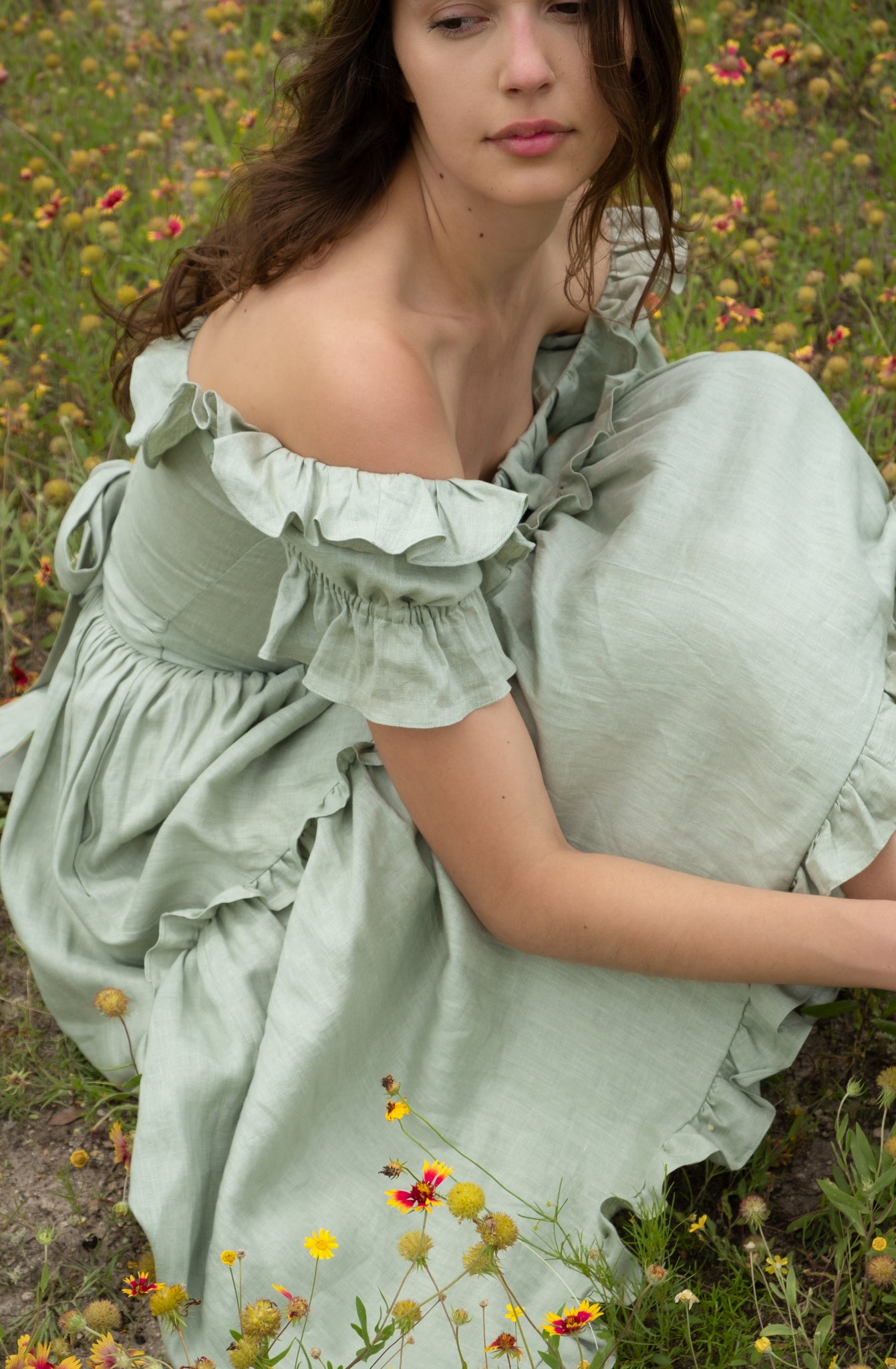 linen sage dress Middle Ground Linen Maxi Dress