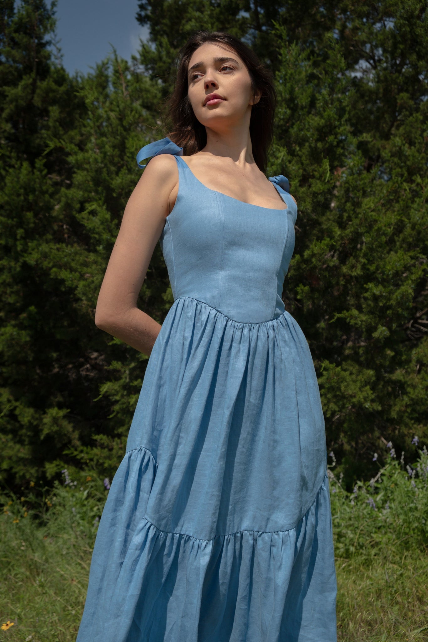 Mirabelle Dress in Bluebell Linen Of Her Own Kind Mirabelle Dress in Bluebell Linen Of Her Own Kind