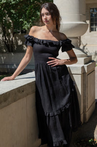 Adeline Dress in Black Linen