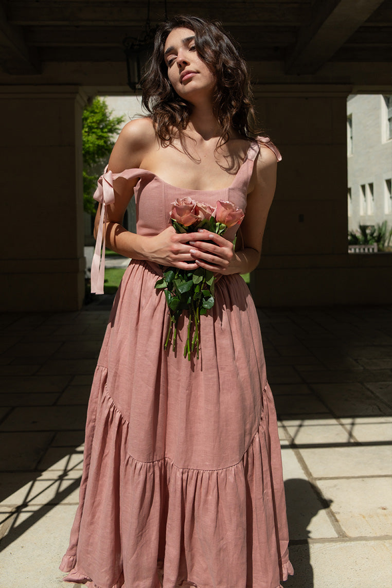 Mirabelle Dress in Rose Linen