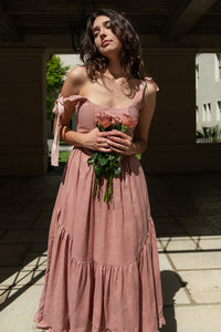 Mirabelle Dress in Rose Linen