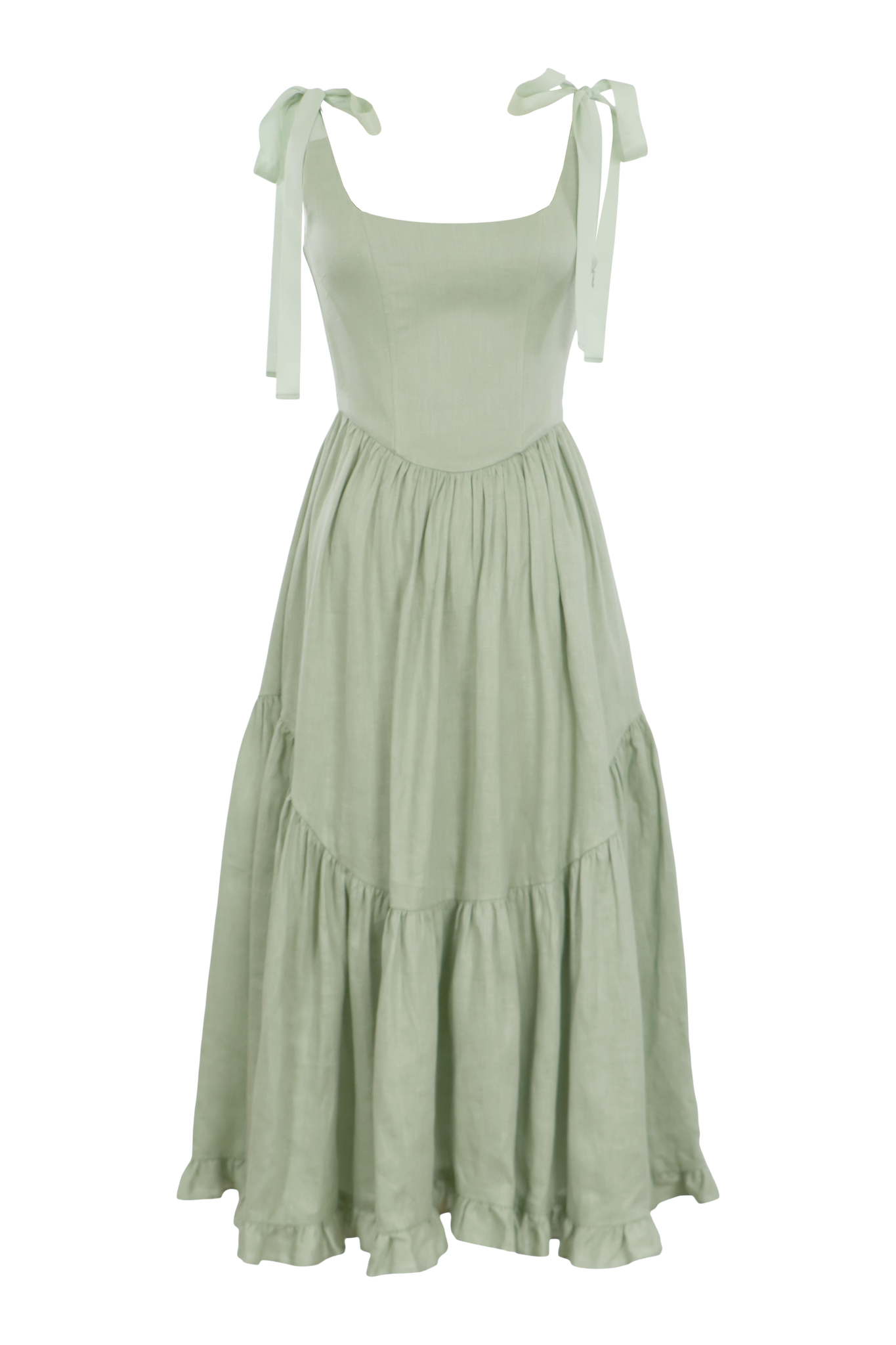 Mirabelle Dress in Sage Linen