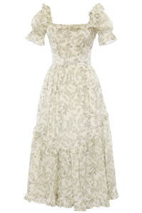 Adeline Dress in Sage Toile
