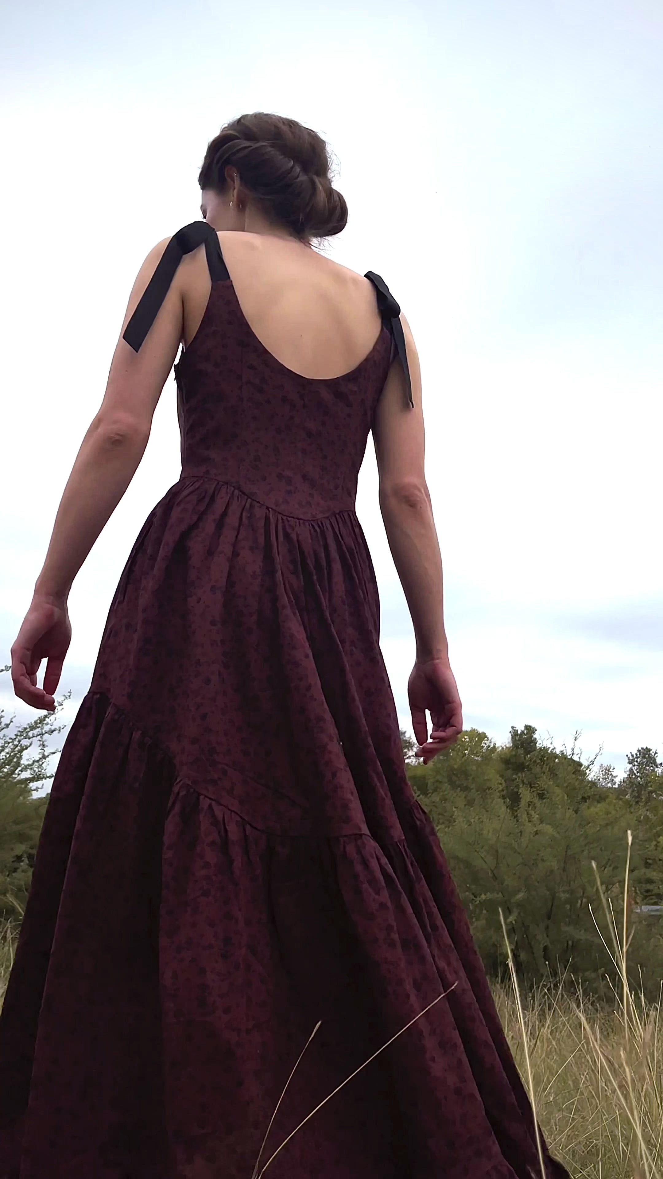 Mirabelle Dress in Dark Red Floral – Of Her Own Kind