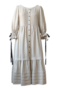 Lennox Dress in Wheat Linen