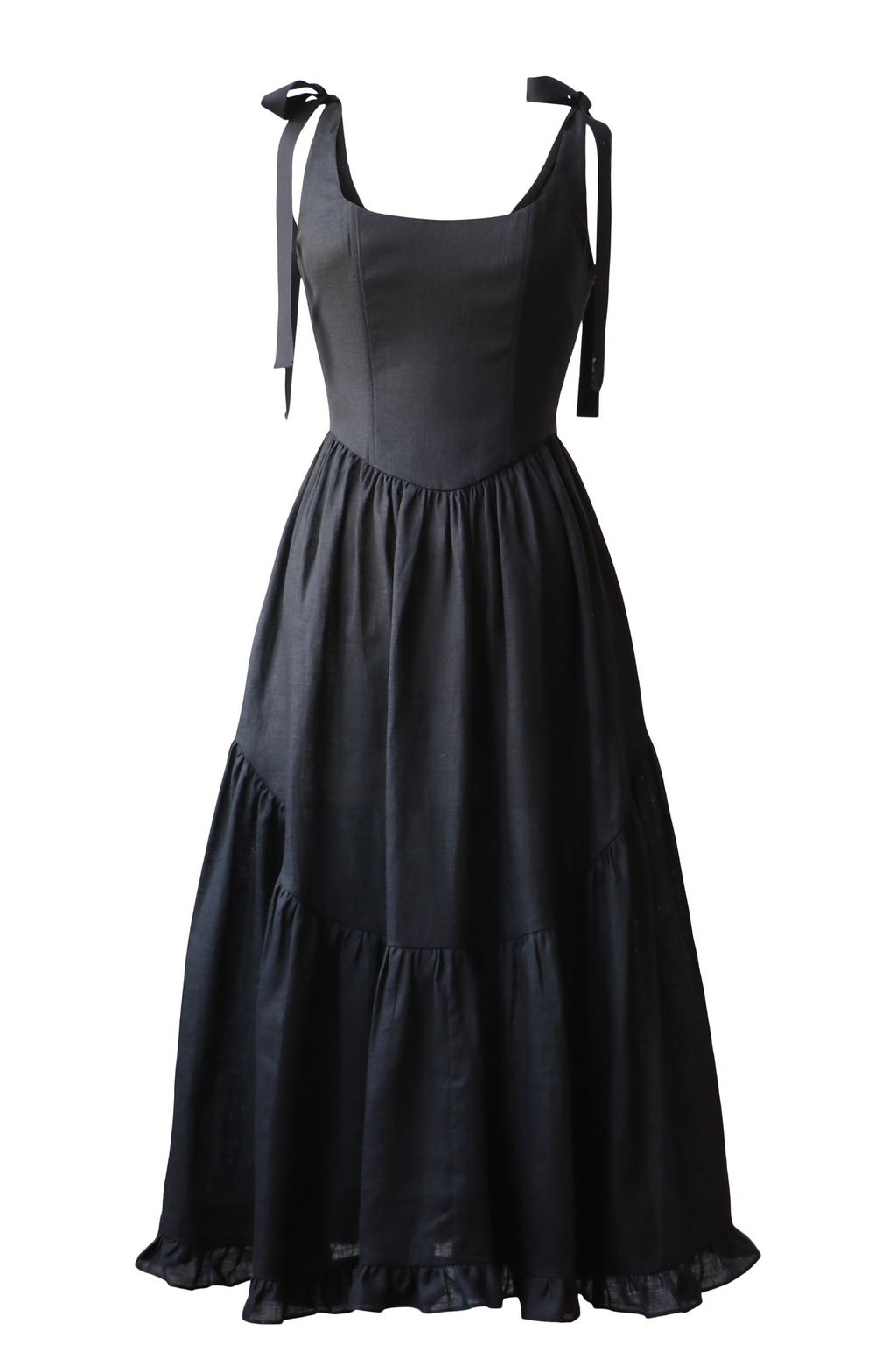 Mirabel Cross Back Padded Dress (Black)